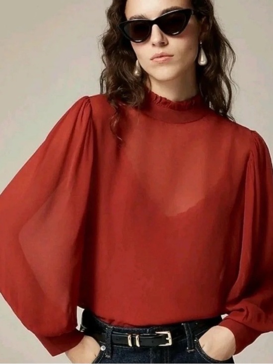 J. Crew Tops - J.Crew Ruffle Neck Blouse